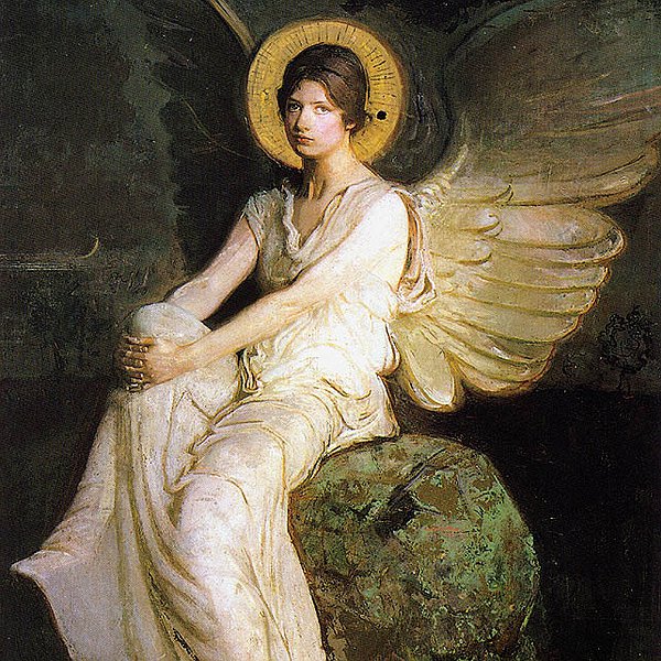 Abbot Handerson Thayer. A Winged Figure Seated Upon a Rock (1903)