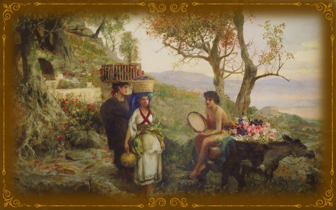 Генрих Ипполитович Семирадский (1843-1902). Из античной жизни. По дороге на праздник урожая, 1890