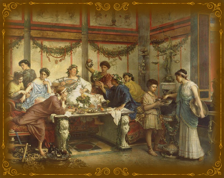 Roberto Bompiani (1821-1908). Ancient Roman feast, 1890